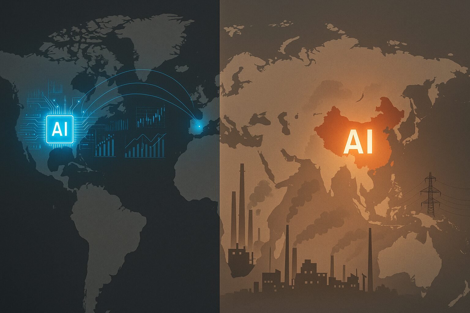 Visual representation of global inequality in AI development, highlighting concentration in the West versus underrepresented regions