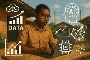 A researcher from the Global South engaging in AI development, symbolizing the potential of inclusive innovation.