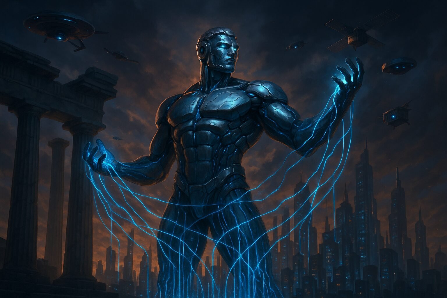Futuristic AI guardian representing autonomous responsibility